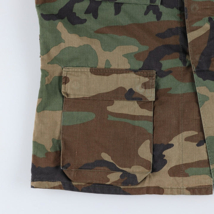 1980'S US Military Issue Camouflage Pattern Woodland Camo Military Combat Jacket, Made in USA, Large-Long (Men's Size L Equivalent), Vintage cotton Khaki type Vintage Second Hand
