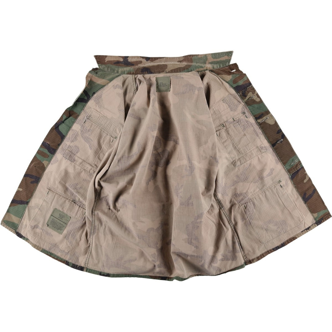 1980'S US Military Issue Camouflage Pattern Woodland Camo Ripstop BDU Military Jacket, Made in USA, Large-Long (Men's Size L equivalent) cotton Khaki type Vintage Second Hand