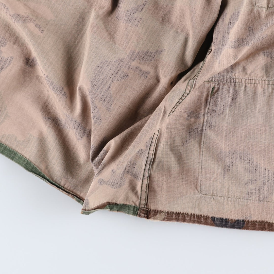 1980'S US Military Issue Camouflage Pattern Woodland Camo Ripstop BDU Military Jacket, Made in USA, Large-Long (Men's Size L equivalent) cotton Khaki type Vintage Second Hand