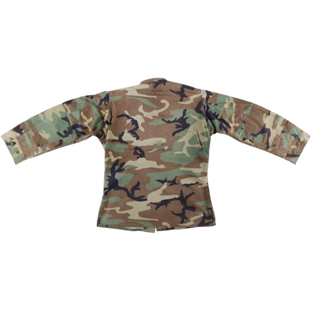 1990'S US Army camouflage pattern ripstop military combat jacket, medium-long, equivalent to men's size M. Nylon Khaki type Vintage Second Hand