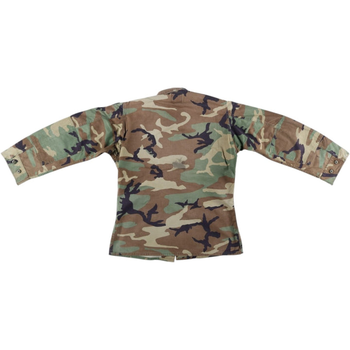 1990'S US Army camouflage pattern ripstop military combat jacket, medium-long, equivalent to men's size M. Nylon Khaki type Vintage Second Hand