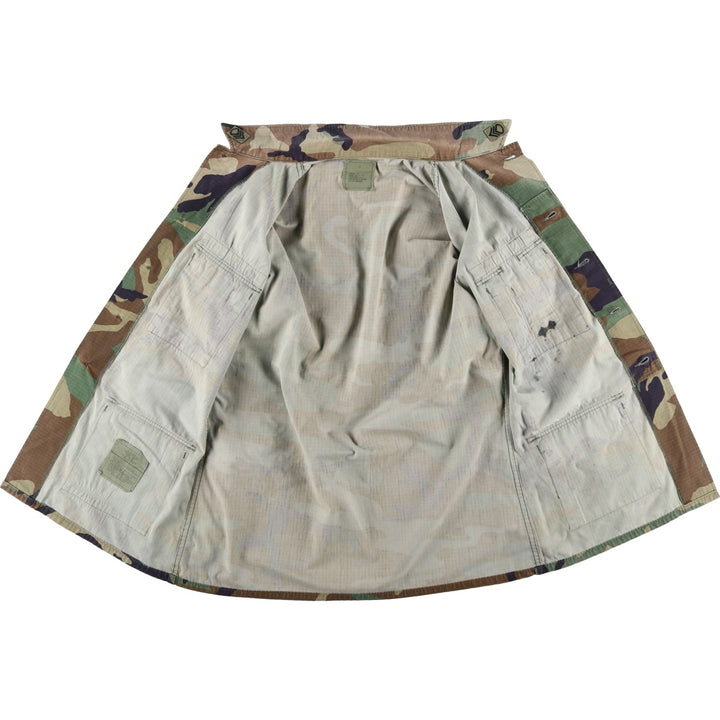 1990'S US Army camouflage pattern ripstop military combat jacket, medium-long, equivalent to men's size M. Nylon Khaki type Vintage Second Hand