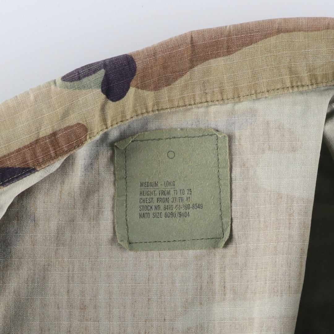 1990'S US Army camouflage pattern ripstop military combat jacket, medium-long, equivalent to men's size M. Nylon Khaki type Vintage Second Hand