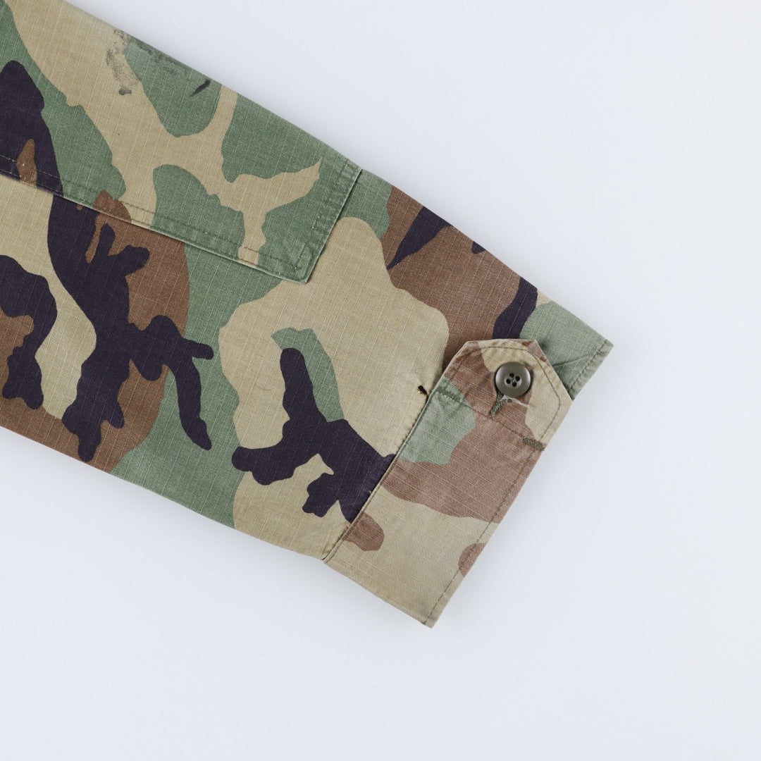 1990'S US Army camouflage pattern ripstop military combat jacket, medium-long, equivalent to men's size M. Nylon Khaki type Vintage Second Hand