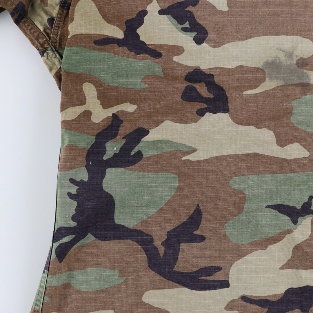 1990'S US Army camouflage pattern ripstop military combat jacket, medium-long, equivalent to men's size M. Nylon Khaki type Vintage Second Hand