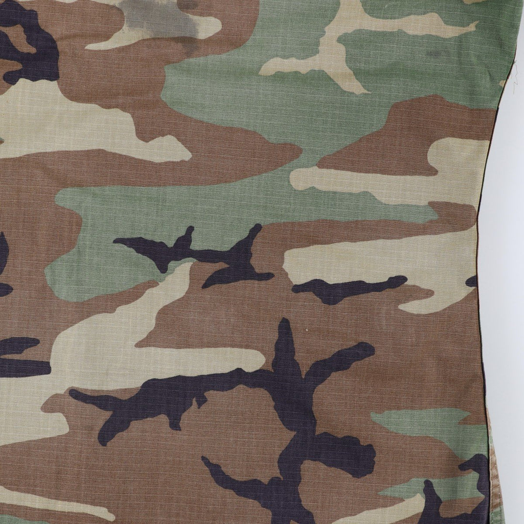 1990'S US Army camouflage pattern ripstop military combat jacket, medium-long, equivalent to men's size M. Nylon Khaki type Vintage Second Hand