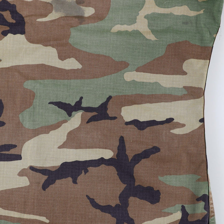 1990'S US Army camouflage pattern ripstop military combat jacket, medium-long, equivalent to men's size M. Nylon Khaki type Vintage Second Hand