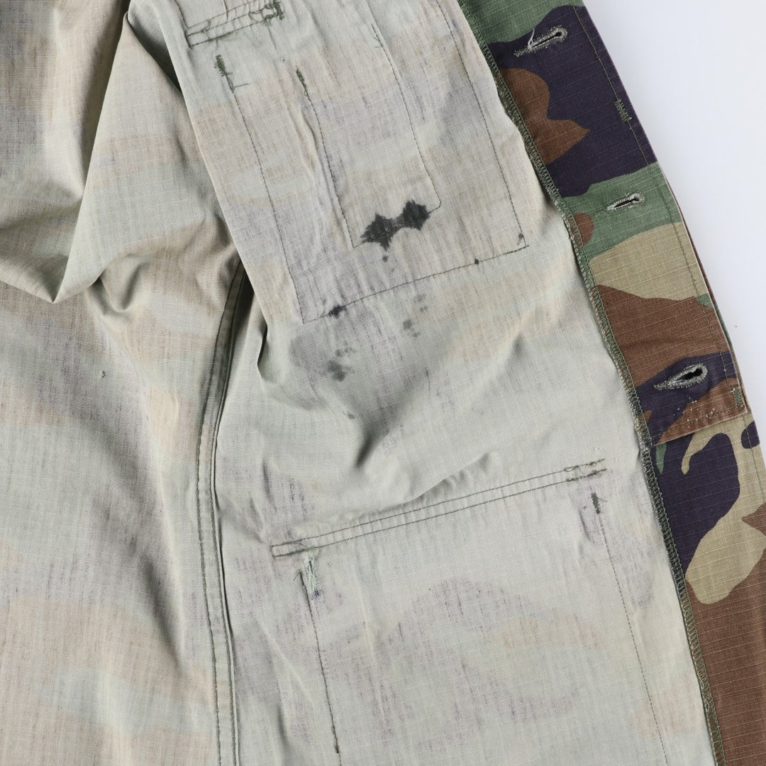 1990'S US Army camouflage pattern ripstop military combat jacket, medium-long, equivalent to men's size M. Nylon Khaki type Vintage Second Hand
