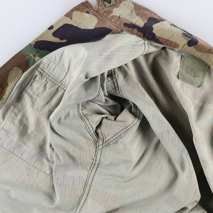 1990'S US Army camouflage pattern ripstop military combat jacket, medium-long, equivalent to men's size M. Nylon Khaki type Vintage Second Hand
