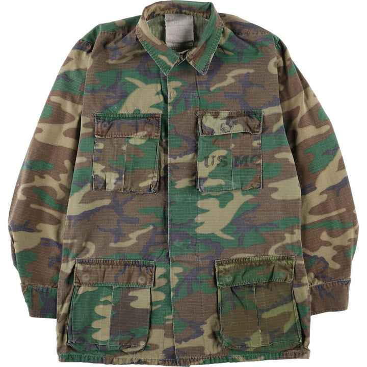 ERDL Green Leaf Camo Ripstop BDU Military Jacket with Stencil, Men's Size M (approx.) unclear Khaki type Vintage Second Hand