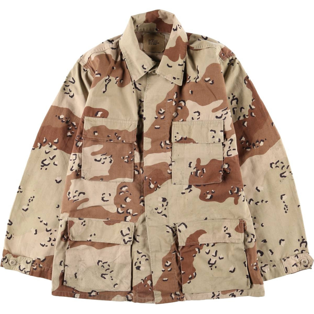 1990'S US Military Issue Camouflage Pattern 6C Desert Chocolate Chip Camo BDU Military Jacket, Made in USA, Small-Regular (Men's Size S equivalent) cotton Beige type Vintage Second Hand