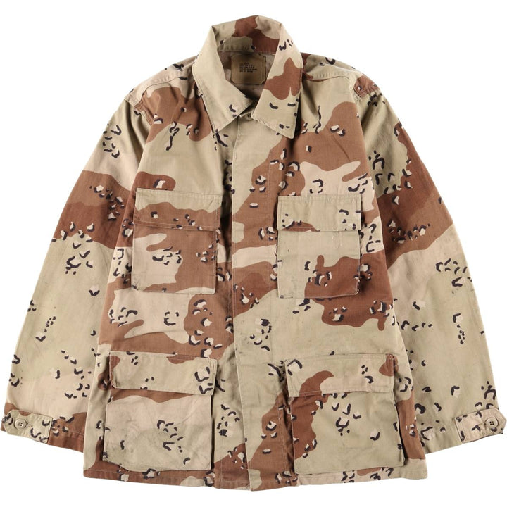 1990'S US Military Issue Camouflage Pattern 6C Desert Chocolate Chip Camo BDU Military Jacket, Made in USA, Small-Regular (Men's Size S equivalent) cotton Beige type Vintage Second Hand