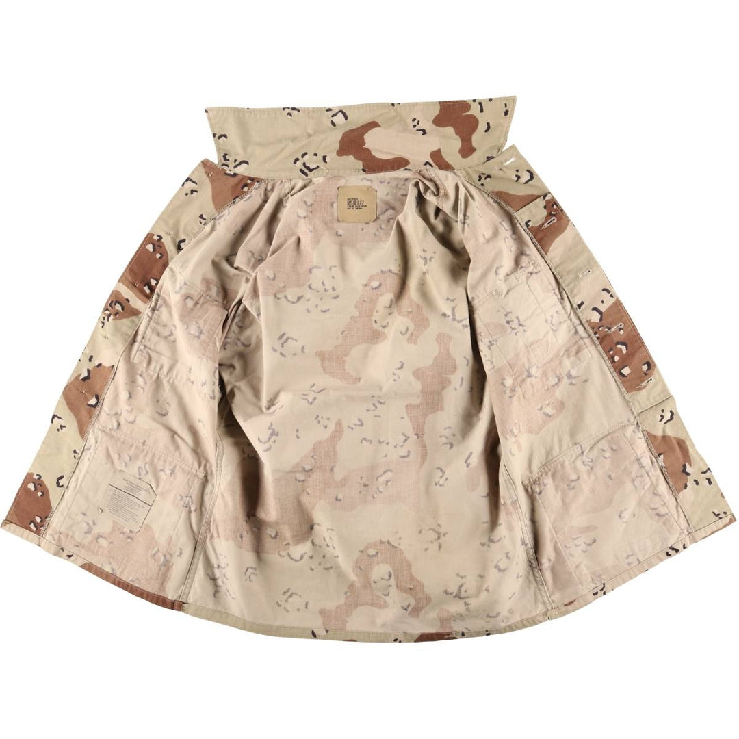 1990'S US Military Issue Camouflage Pattern 6C Desert Chocolate Chip Camo BDU Military Jacket, Made in USA, Small-Regular (Men's Size S equivalent) cotton Beige type Vintage Second Hand