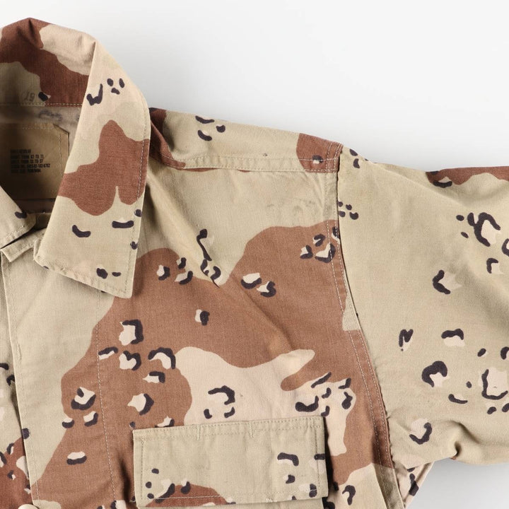 1990'S US Military Issue Camouflage Pattern 6C Desert Chocolate Chip Camo BDU Military Jacket, Made in USA, Small-Regular (Men's Size S equivalent) cotton Beige type Vintage Second Hand