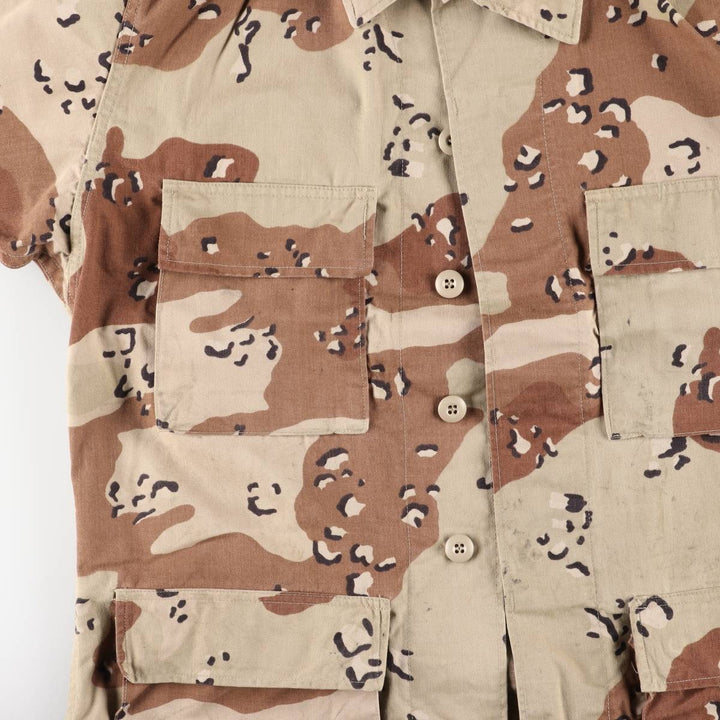 1990'S US Military Issue Camouflage Pattern 6C Desert Chocolate Chip Camo BDU Military Jacket, Made in USA, Small-Regular (Men's Size S equivalent) cotton Beige type Vintage Second Hand