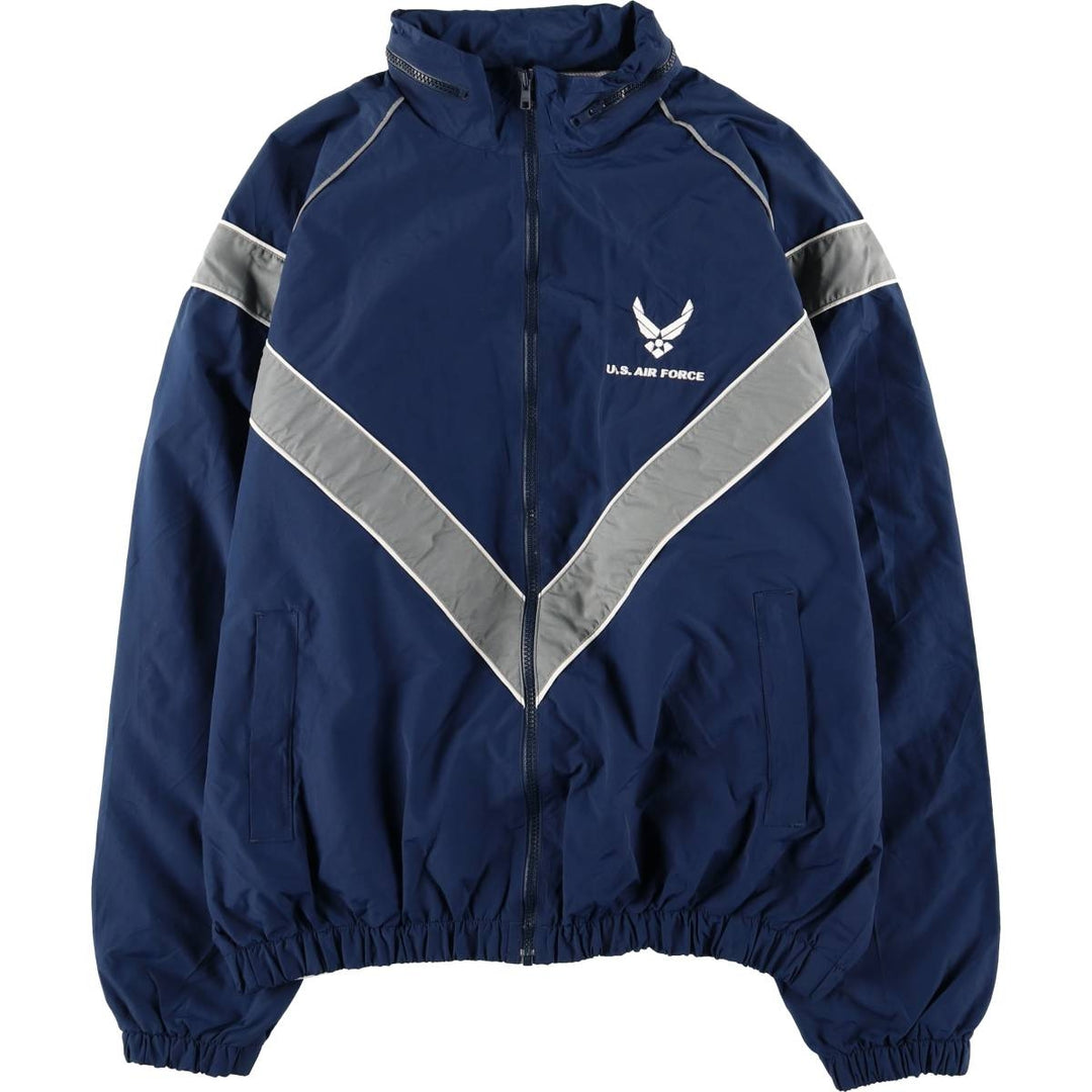 2000'S US Military Issue USAF PTU Training Jacket, Nylon Jacket, Made in USA, X-LARGE REGULAR (Equivalent to Men's XL) Nylon navy blue type Vintage Second Hand