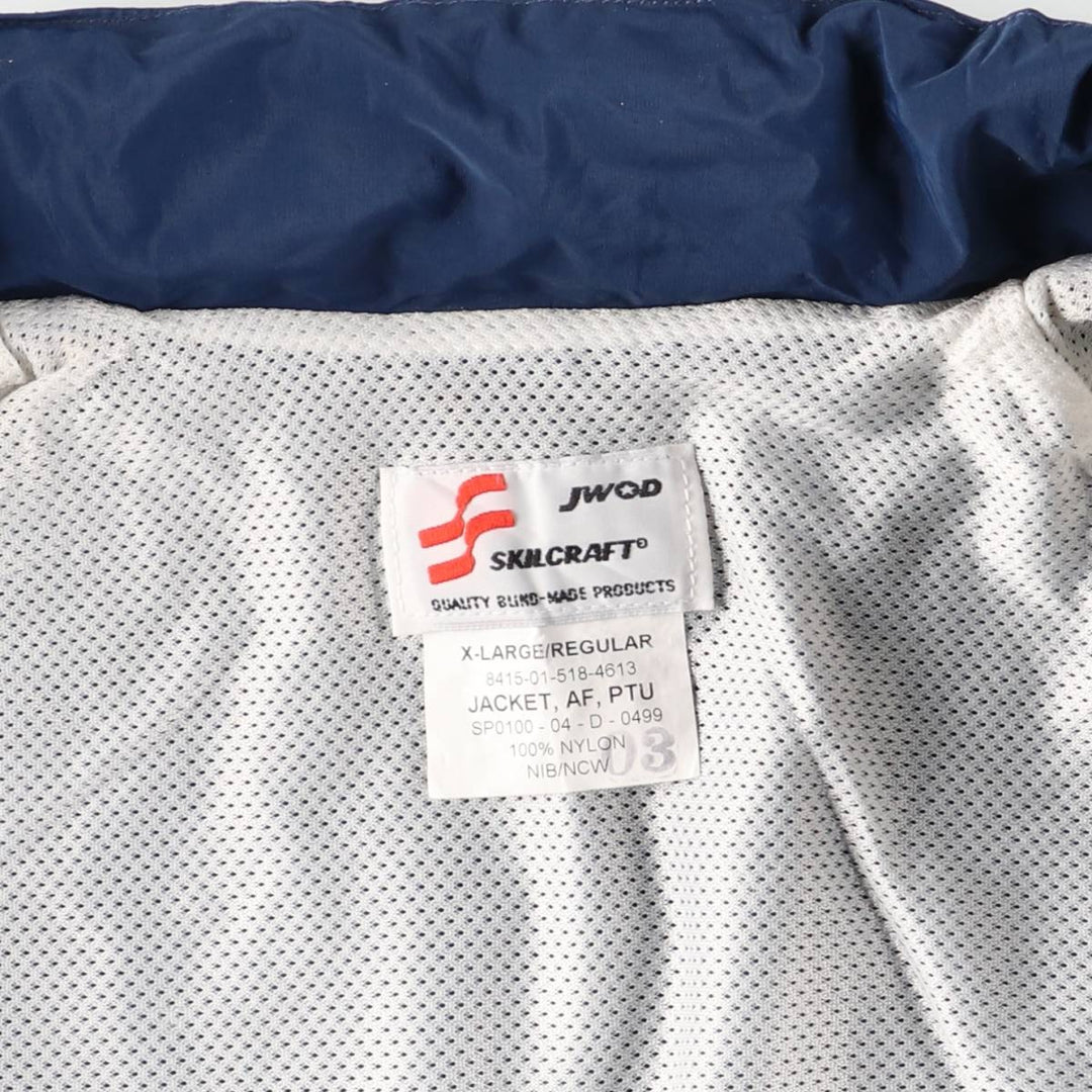 2000'S US Military Issue USAF PTU Training Jacket, Nylon Jacket, Made in USA, X-LARGE REGULAR (Equivalent to Men's XL) Nylon navy blue type Vintage Second Hand