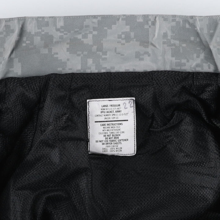 Genuine US Army IPFU Training Jacket, Camouflage Pattern ACU Digital Camo Nylon Jacket, Large Regular (Men's L equivalent) Nylon gray type Vintage Second Hand