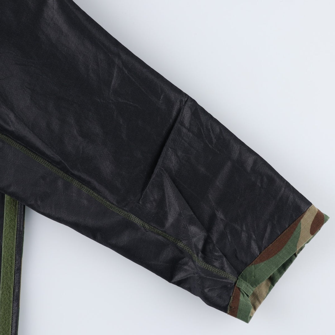 Authentic US military woodland camo chemical protective jacket with hood, ripstop construction, made in the USA Nylon Khaki type Vintage Second Hand