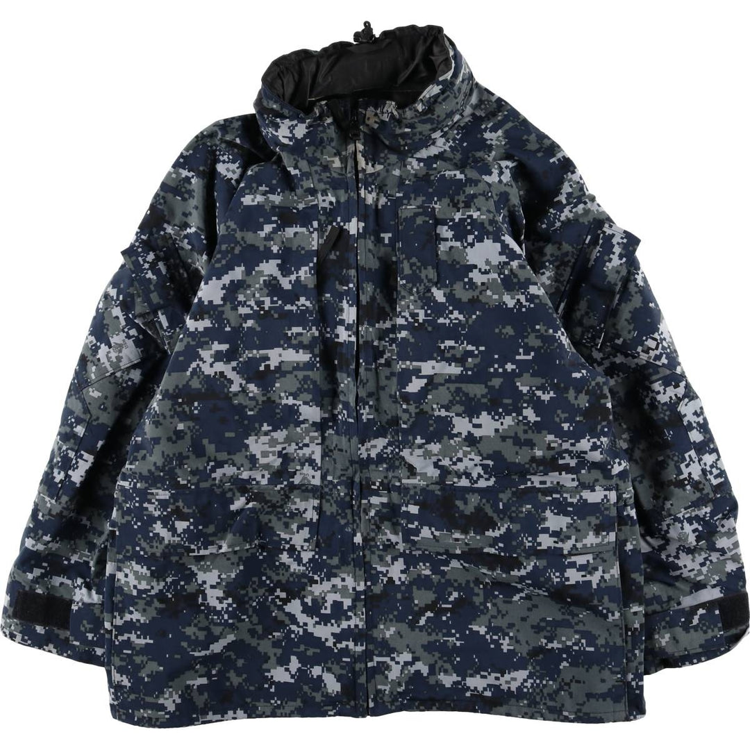 2000'S US Military Issue Camouflage Pattern NWU Digital Camo Military Gore-Tex Parka Made in USA Large-Short (Men's Size L equivalent) Nylon navy blue type Vintage Second Hand