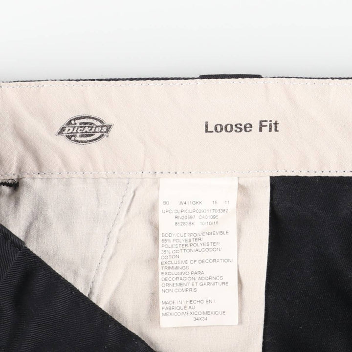 Dickies Loose Fit Work Pants, Men's W36 (approx.), Double Knee polyester black type Vintage Second Hand