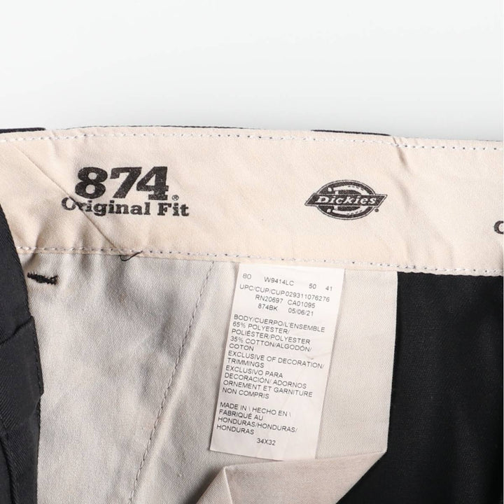 Dickies 874 Original Fit Work Pants, Made in Honduras, Men's Size W34 (approx.) polyester black type Vintage Second Hand
