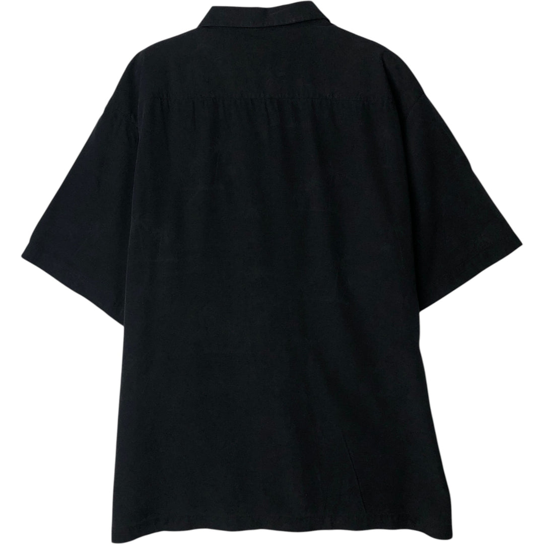 Eagle Dry Goods Short-Sleeve Open-Collar Silk Shirt, Boxy Fit, Men's Size L (approx.) silk black type Vintage Second Hand