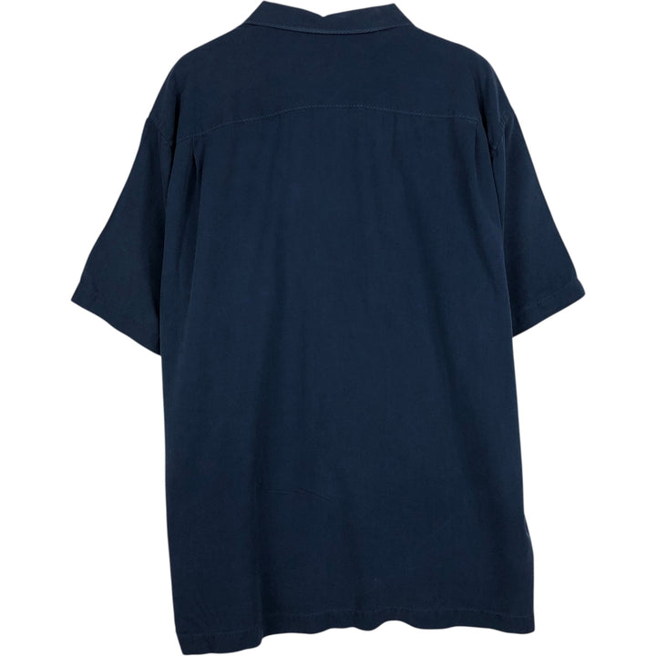 Tommy Bahama short sleeve open collar silk shirt, box shirt, men's XL size silk navy blue type Vintage Second Hand
