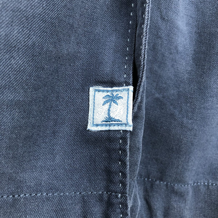 Tommy Bahama short sleeve open collar silk shirt, box shirt, men's XL size silk navy blue type Vintage Second Hand
