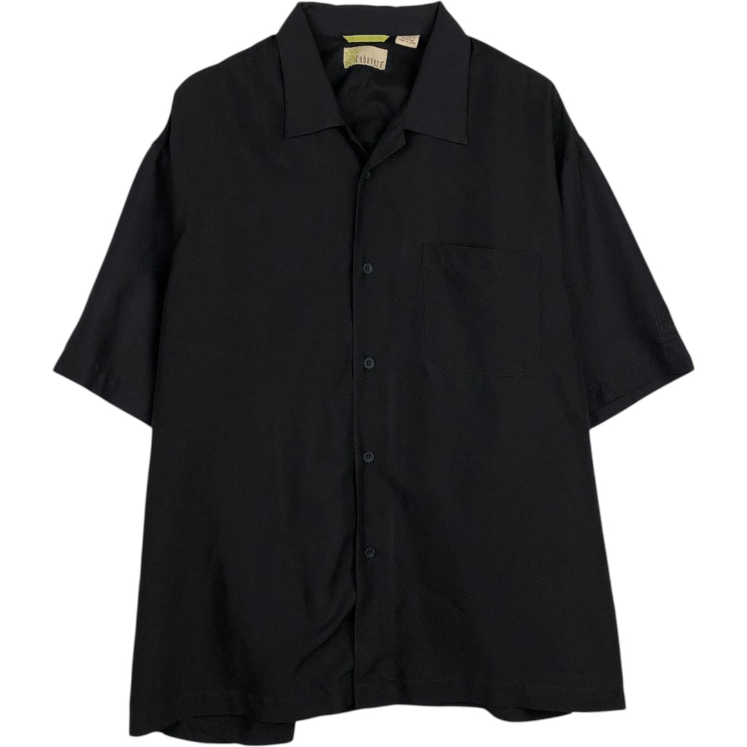 Cubavera Short-Sleeve Open-Collar Rayon Shirt, Boxy Fit, Men's Size XL Rayon black type Vintage Second Hand