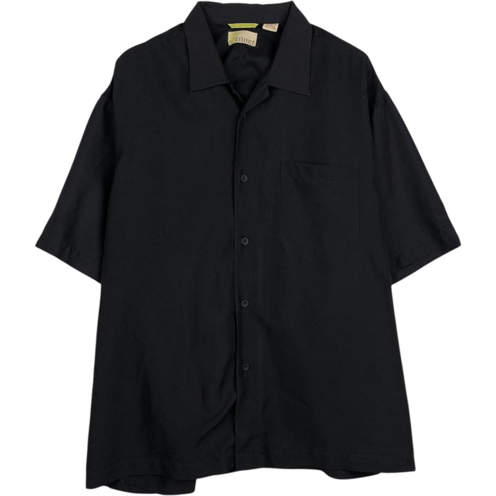Cubavera Short-Sleeve Open-Collar Rayon Shirt, Boxy Fit, Men's Size XL Rayon black type Vintage Second Hand