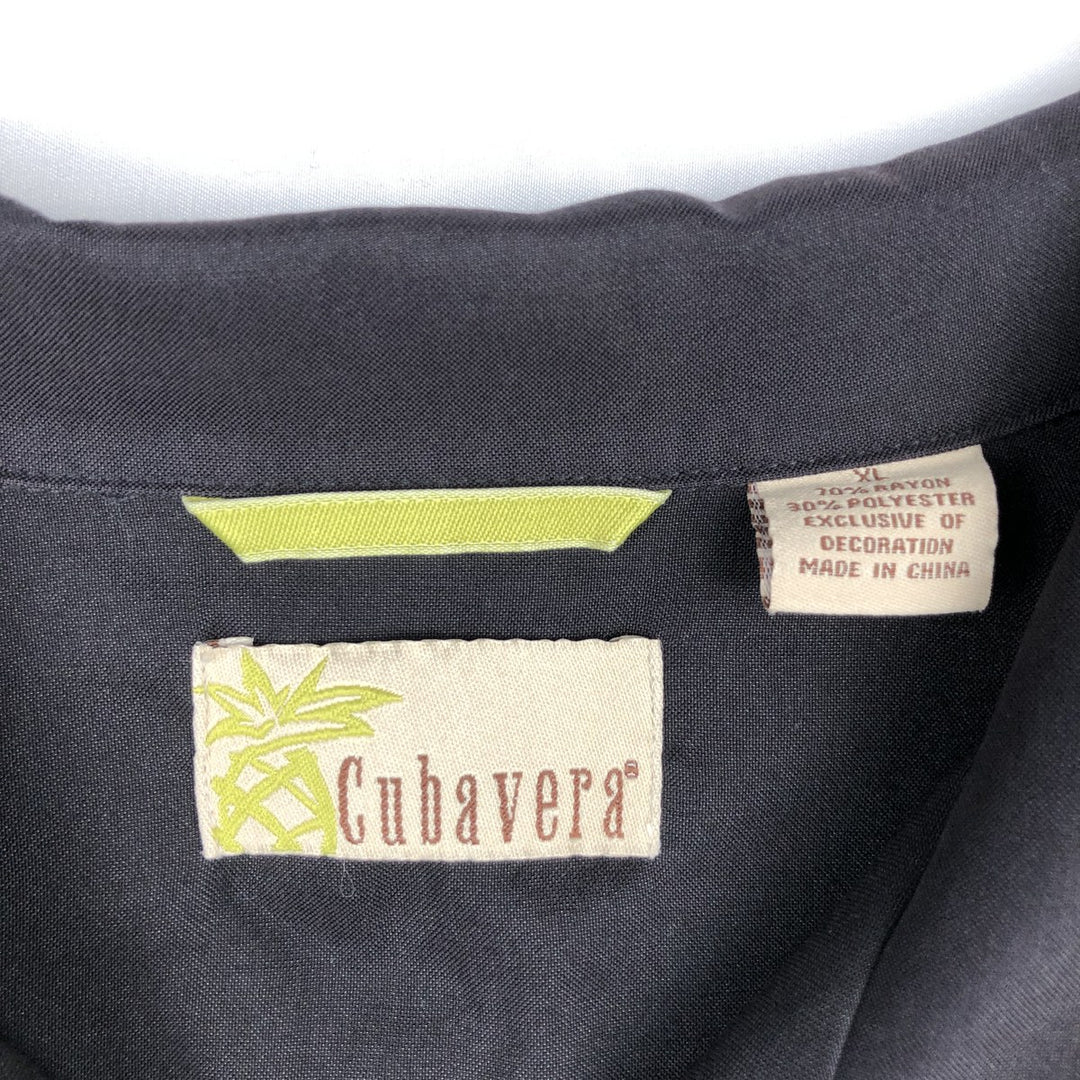 Cubavera Short-Sleeve Open-Collar Rayon Shirt, Boxy Fit, Men's Size XL Rayon black type Vintage Second Hand