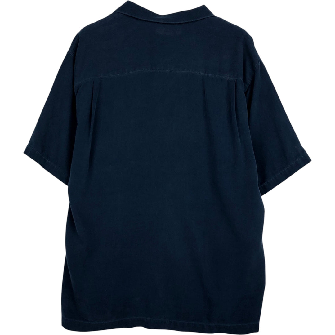 Tommy Bahama short sleeve open collar silk shirt, box shirt, men's size L silk navy blue type Vintage Second Hand