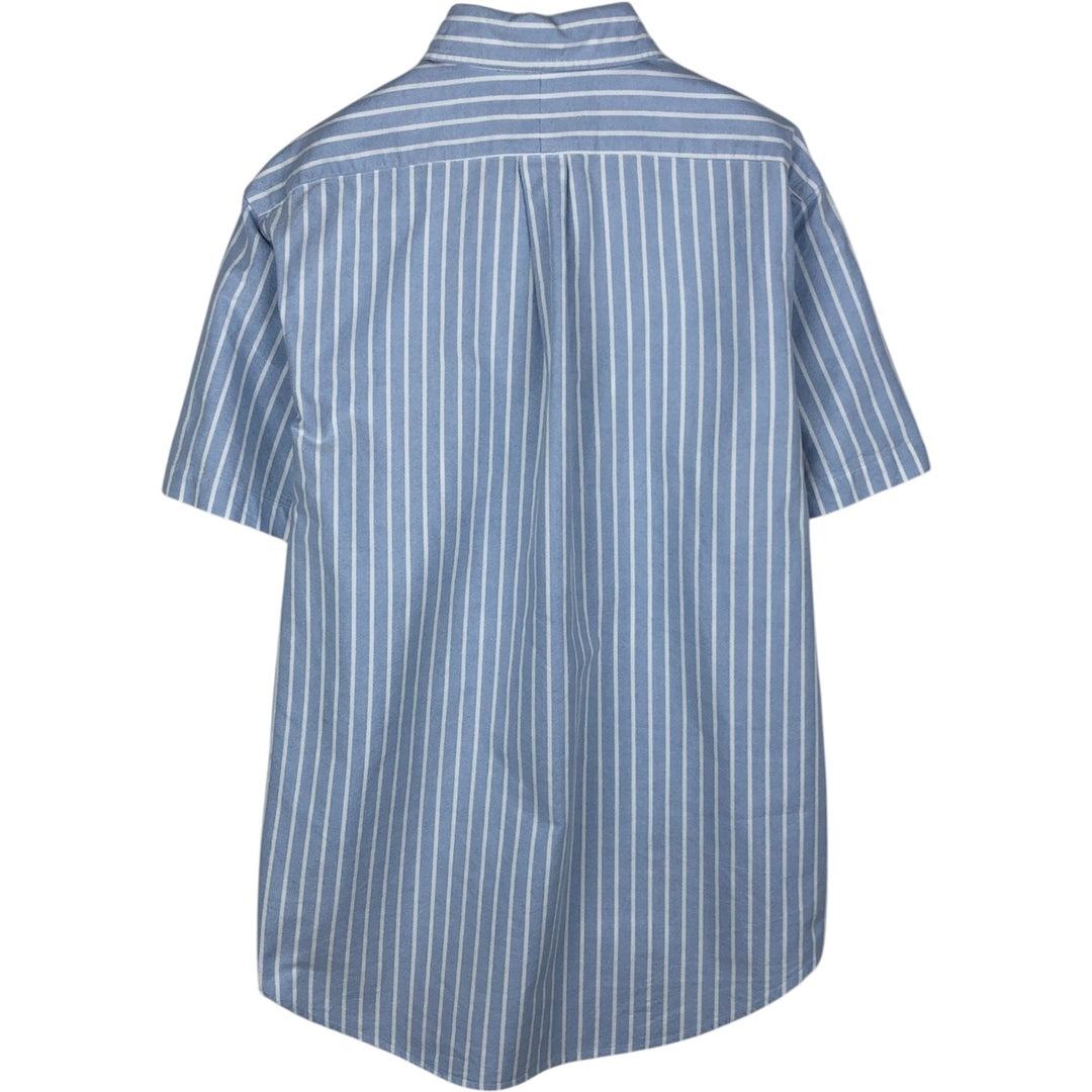 Ralph Lauren short sleeve button down striped shirt, men's size M cotton blue type Vintage Second Hand