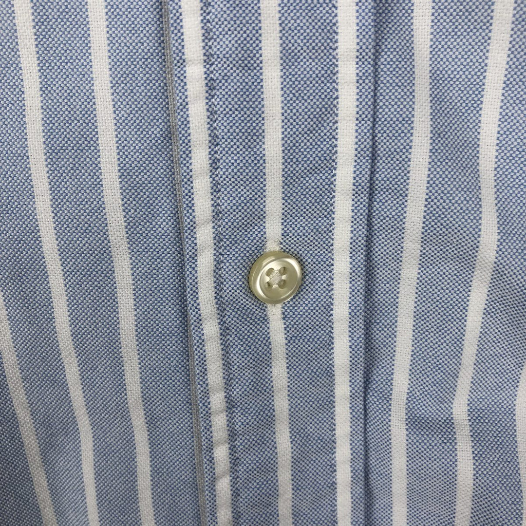 Ralph Lauren short sleeve button down striped shirt, men's size M cotton blue type Vintage Second Hand