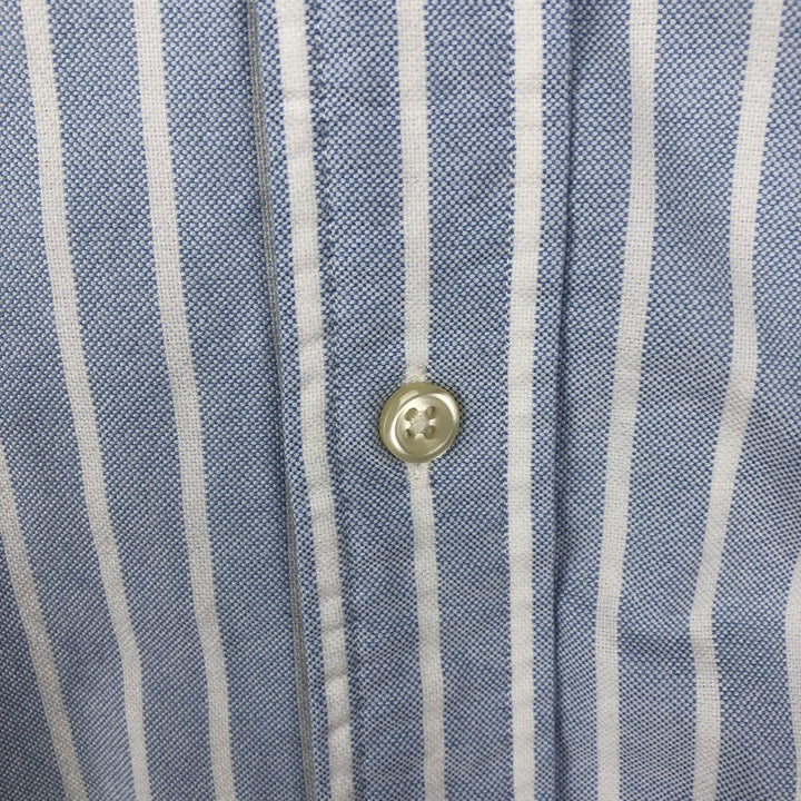Ralph Lauren short sleeve button down striped shirt, men's size M cotton blue type Vintage Second Hand