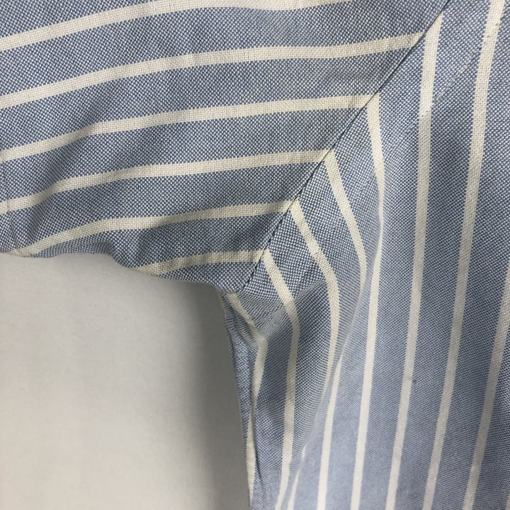 Ralph Lauren short sleeve button down striped shirt, men's size M cotton blue type Vintage Second Hand