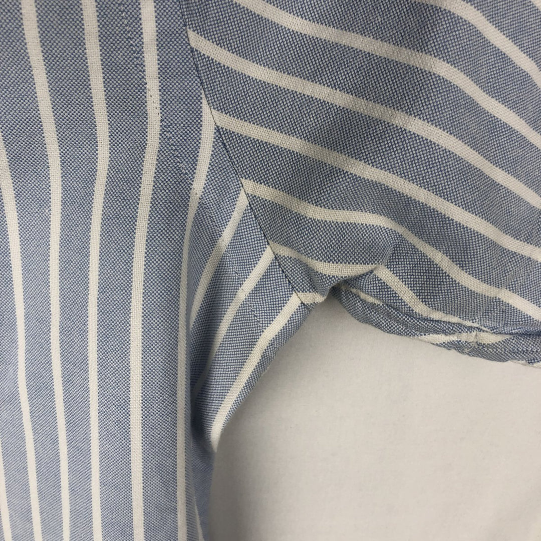 Ralph Lauren short sleeve button down striped shirt, men's size M cotton blue type Vintage Second Hand