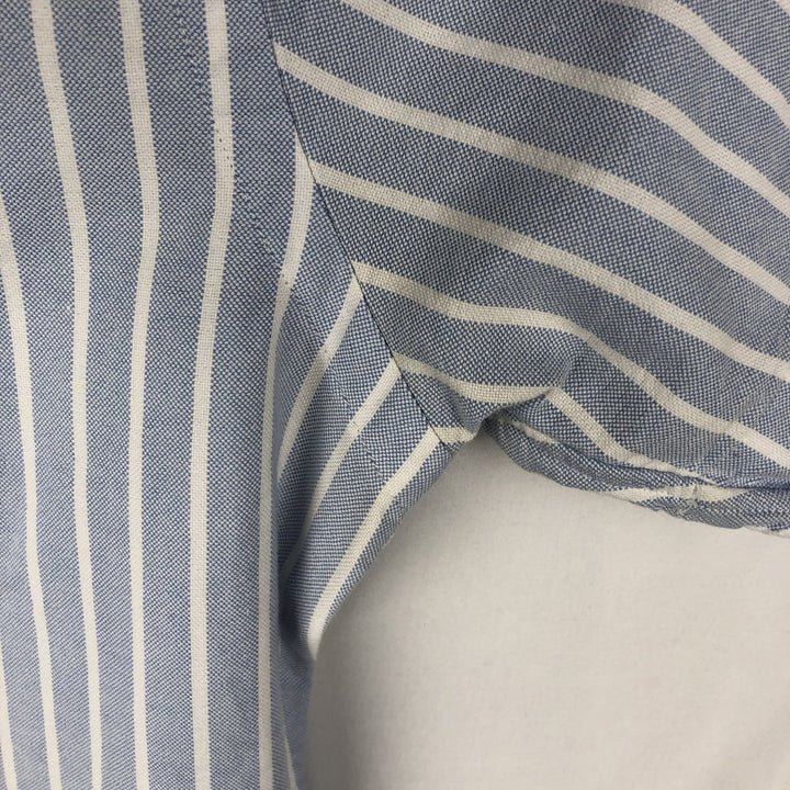 Ralph Lauren short sleeve button down striped shirt, men's size M cotton blue type Vintage Second Hand