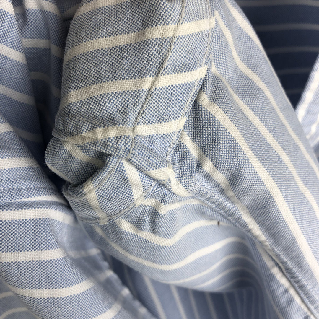 Ralph Lauren short sleeve button down striped shirt, men's size M cotton blue type Vintage Second Hand