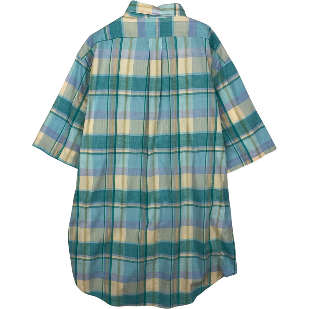 Ralph Lauren Madras Check Short Sleeve Button Down Check Shirt Men's XL cotton Emerald green Vintage Second Hand