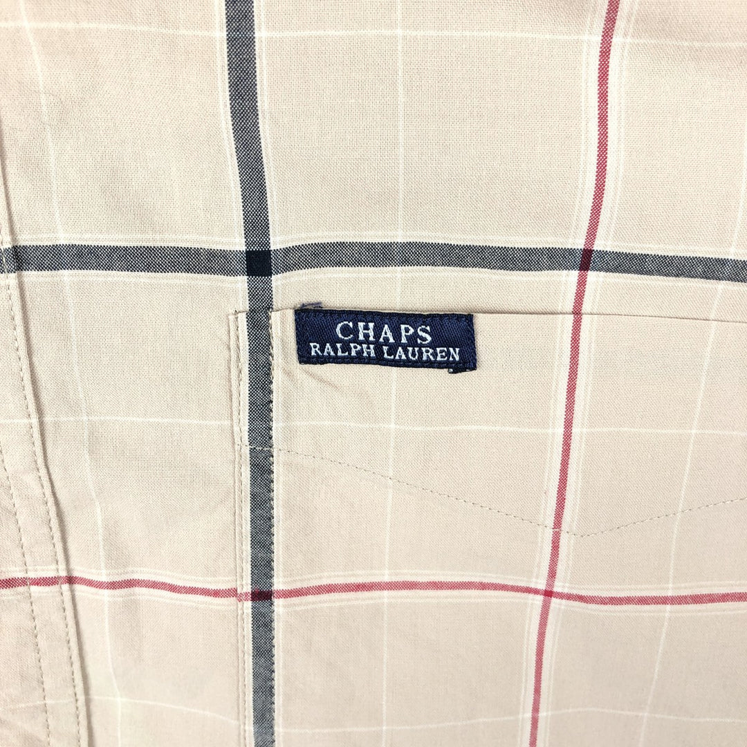 Ralph Lauren CHAPS short sleeve button down check shirt men's size M cotton Beige type Vintage Second Hand