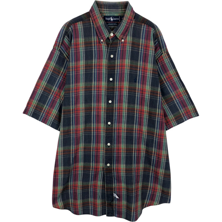 Ralph Lauren Madras Check Short Sleeve Button Down Check Shirt Men's XL cotton red type Vintage Second Hand