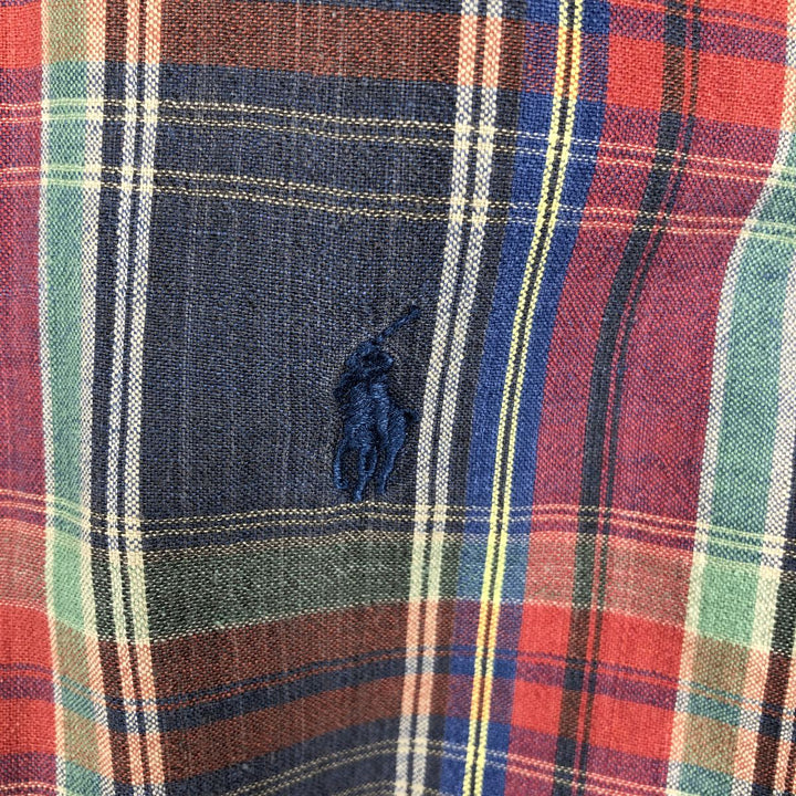 Ralph Lauren Madras Check Short Sleeve Button Down Check Shirt Men's XL cotton red type Vintage Second Hand