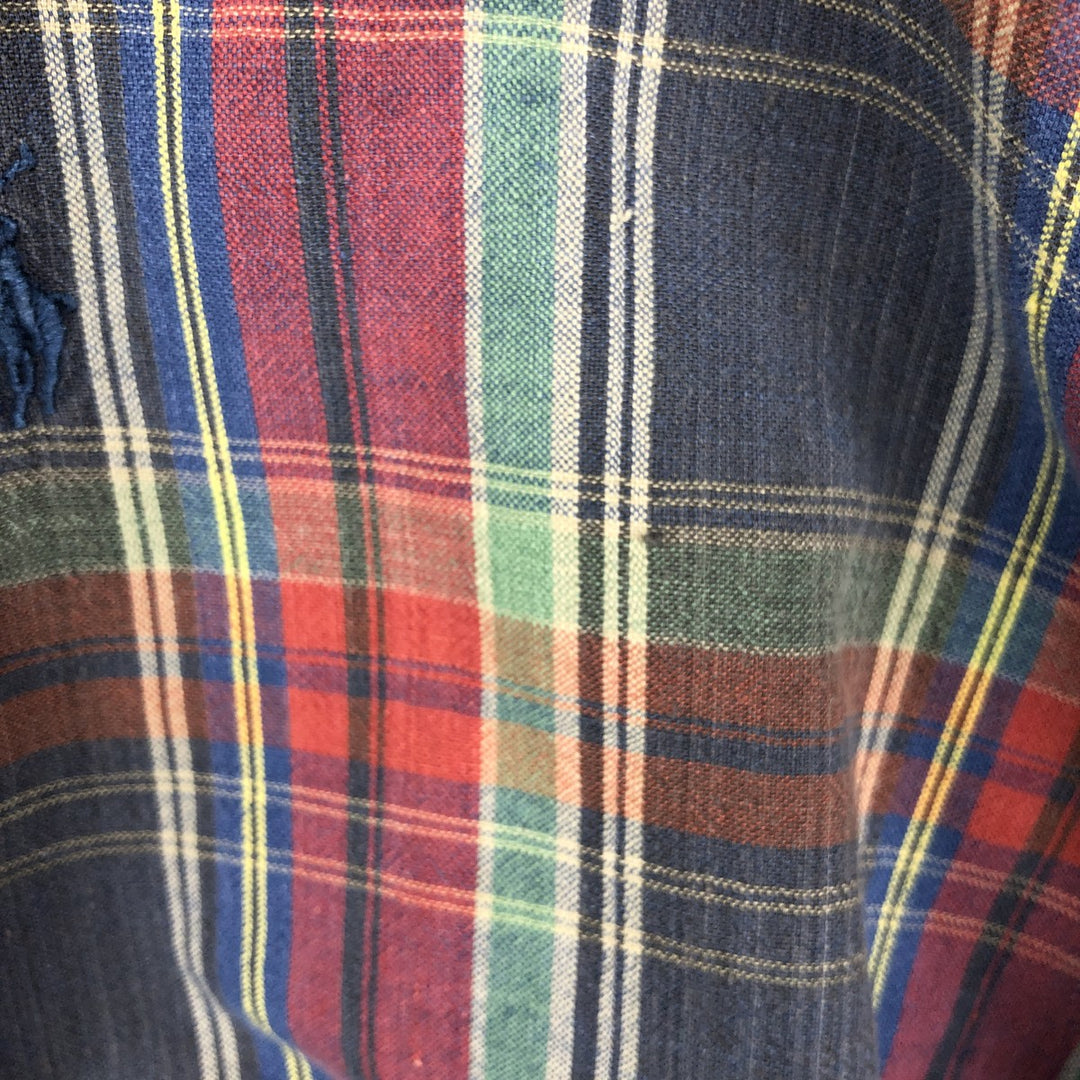 Ralph Lauren Madras Check Short Sleeve Button Down Check Shirt Men's XL cotton red type Vintage Second Hand