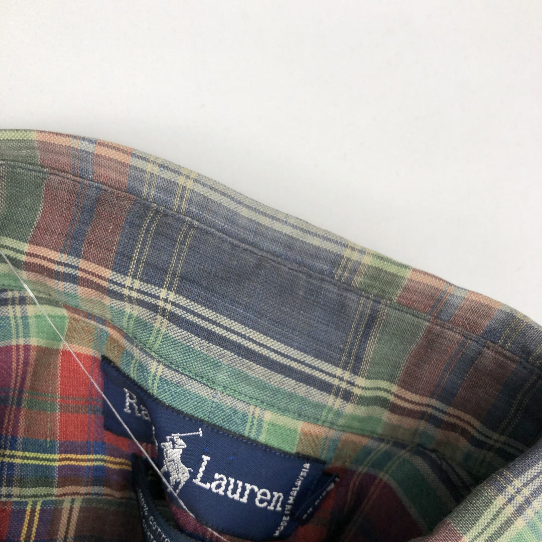 Ralph Lauren Madras Check Short Sleeve Button Down Check Shirt Men's XL cotton red type Vintage Second Hand