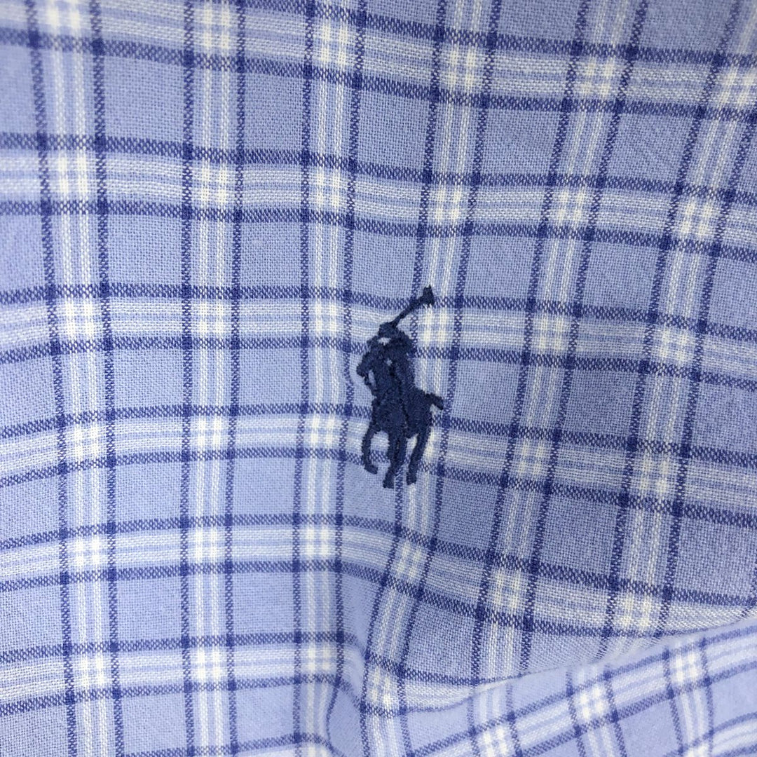 Ralph Lauren BLAKE short sleeve button down check shirt, men's size L cotton blue type Vintage Second Hand