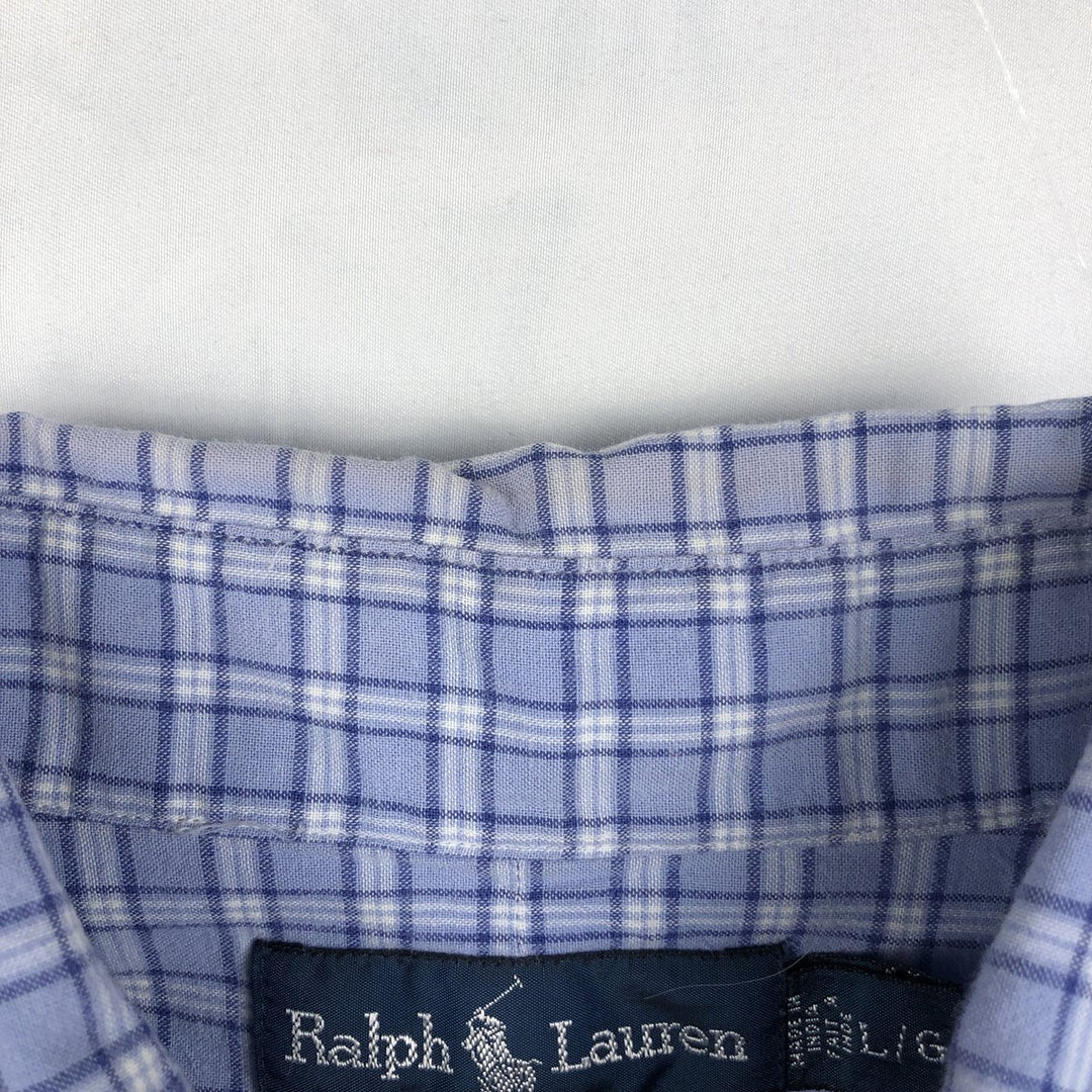 Ralph Lauren BLAKE short sleeve button down check shirt, men's size L cotton blue type Vintage Second Hand