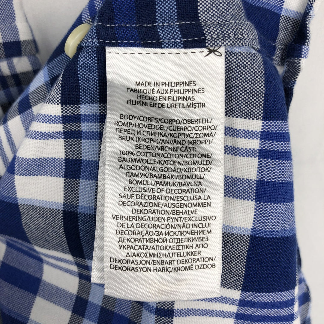 Ralph Lauren Classic Fit short sleeve button down check shirt, men's size XL cotton blue type Vintage Second Hand