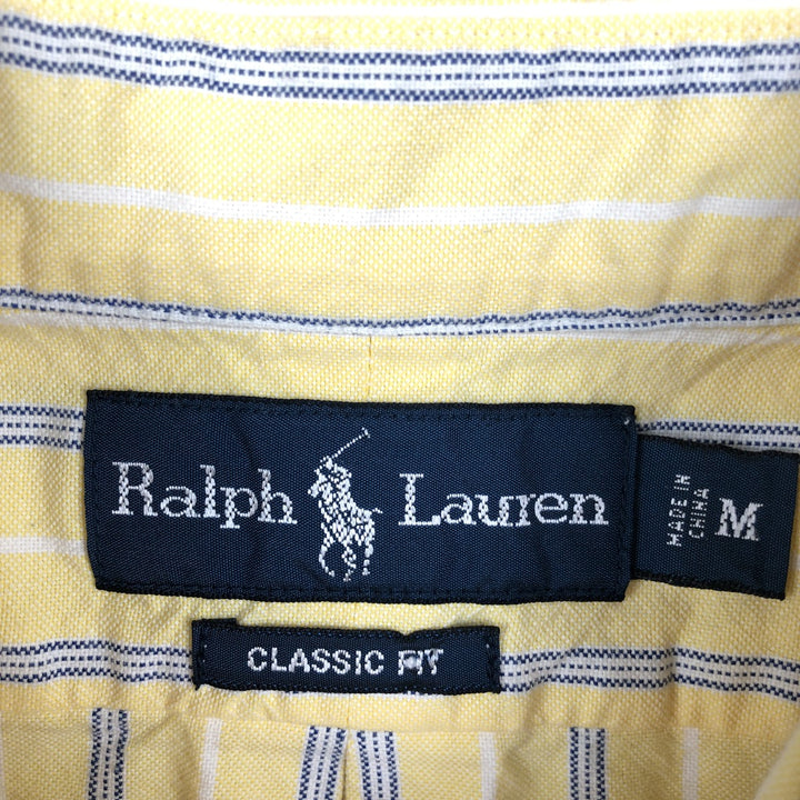 Ralph Lauren CLASSIC FIT Stripe Pattern Multi-Striped Short-Sleeve Button-Down Stripe Shirt, Men's Size M (approx.) cotton yellow type Vintage Second Hand